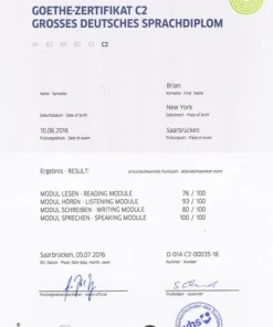 Buy German language Test Goethe C2 from The Goethe Institut Germany